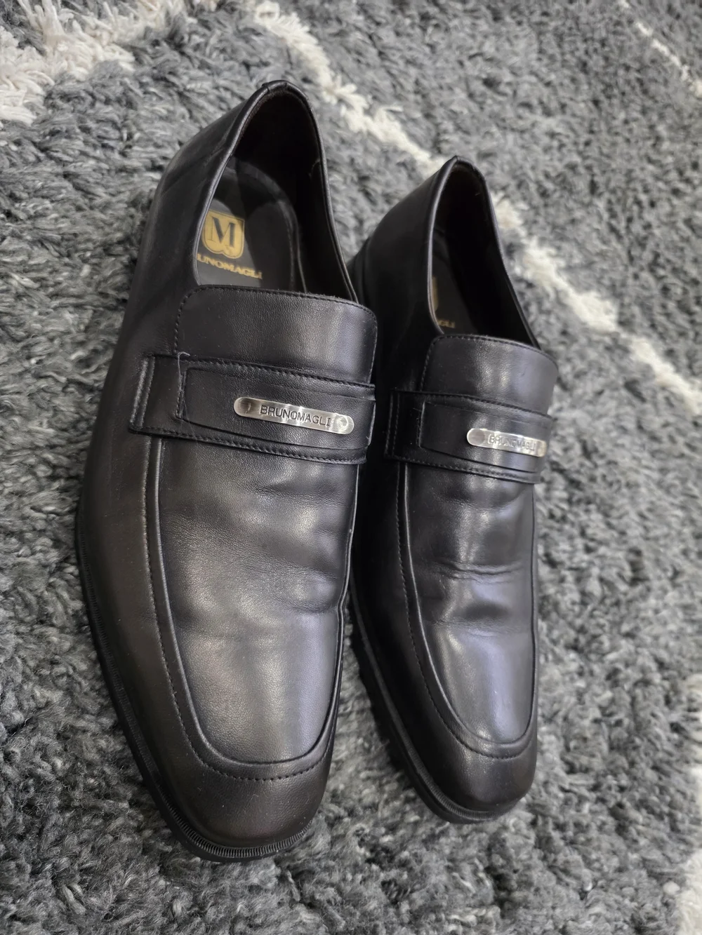 Bruno Magli Men’s Black Leather Slip-On Loafers Size 11.5 Made in Italy